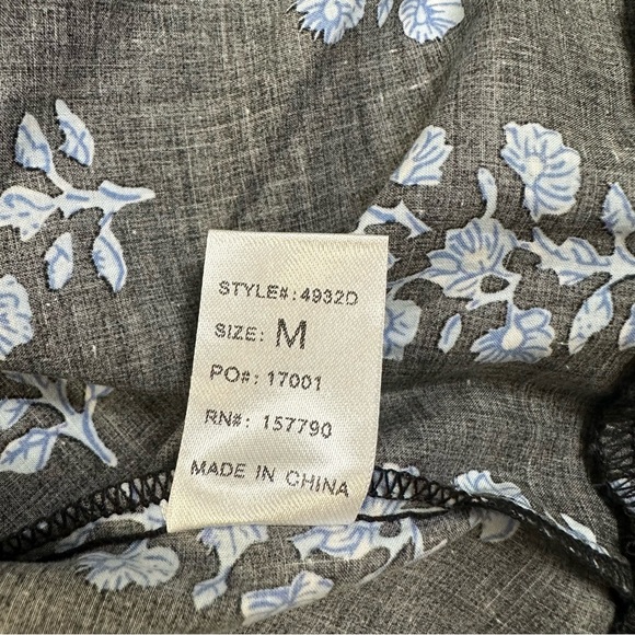 Pinch 100% Cotton Elegant Black Maxi Dress With Blue Stem and Puffy Sleeves - Picture 15 of 16